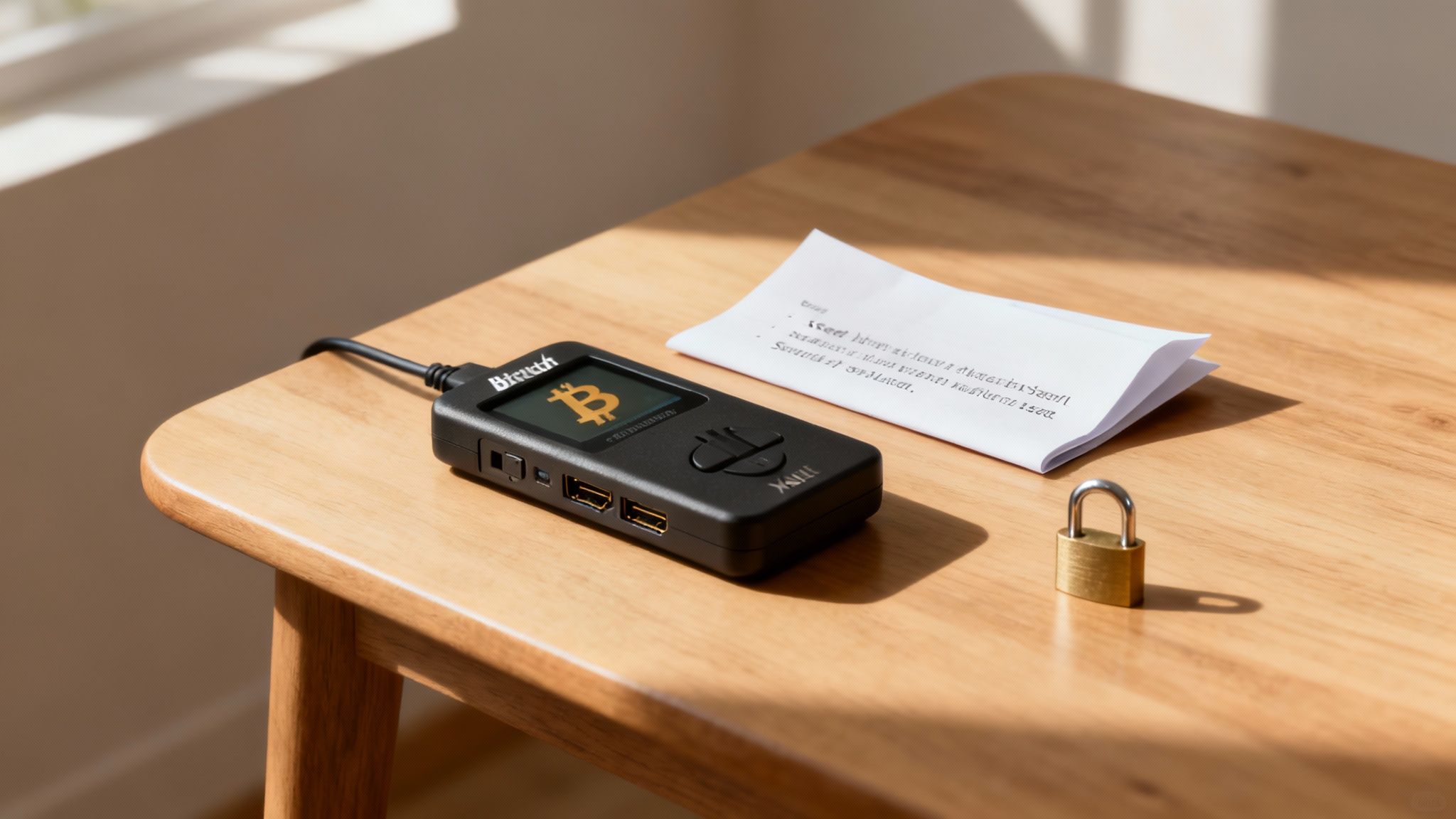 A person securing a digital wallet on a laptop with a padlock icon floating above it
