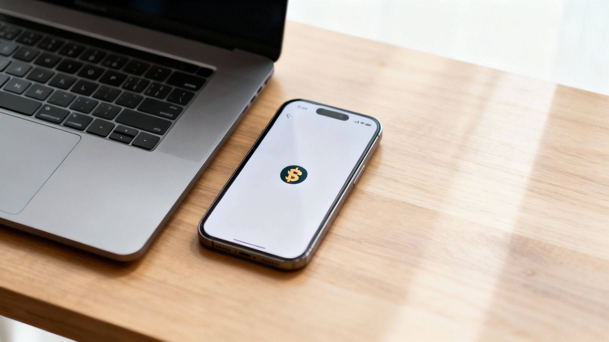 A smartphone displaying a Bitcoin mobile wallet, ready for a transaction.