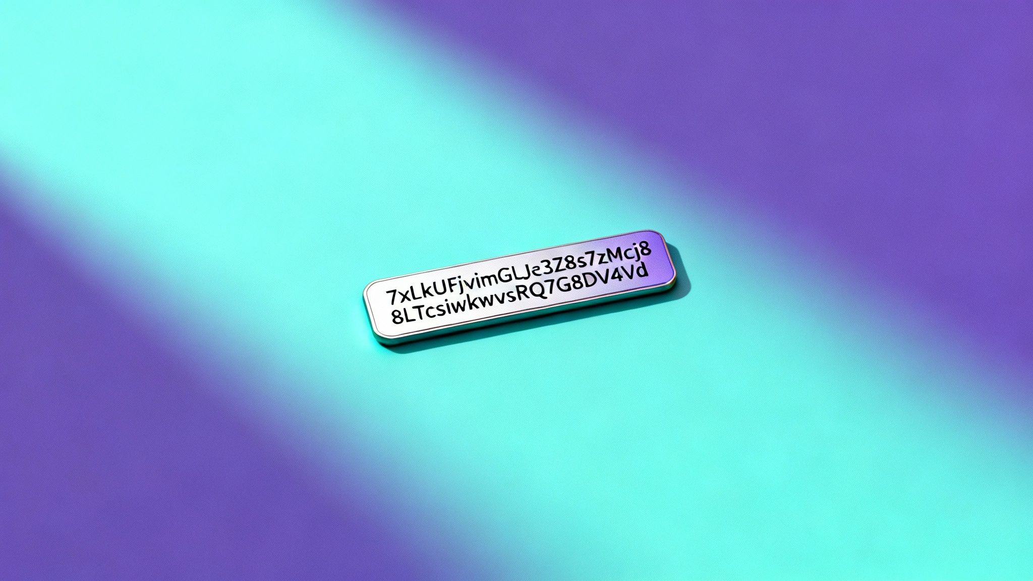 3D rendered metallic badge displaying alphanumeric cryptocurrency wallet address on gradient background