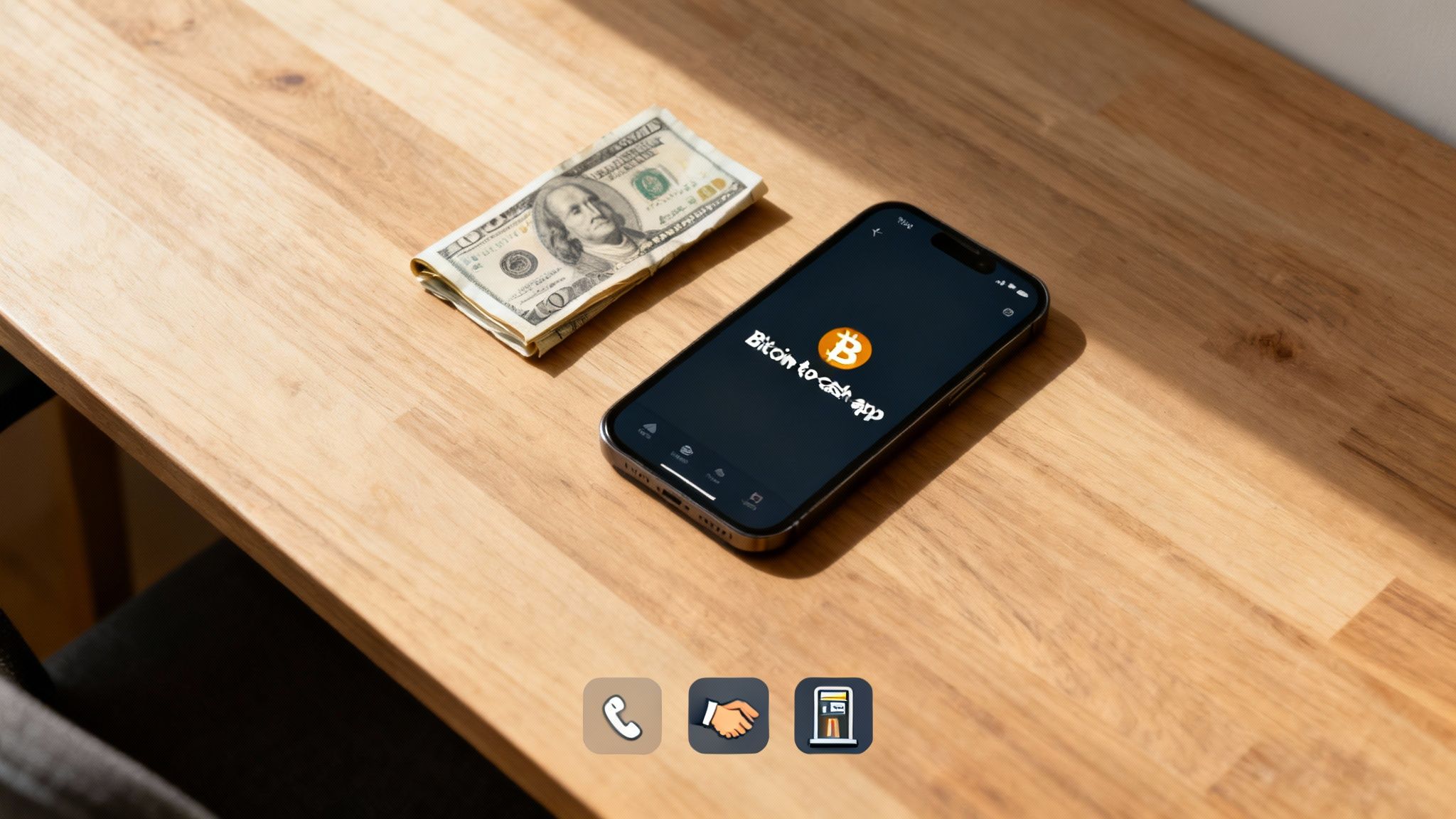 A person using a laptop with Bitcoin and dollar signs, illustrating the concept of cashing out bitcoin.