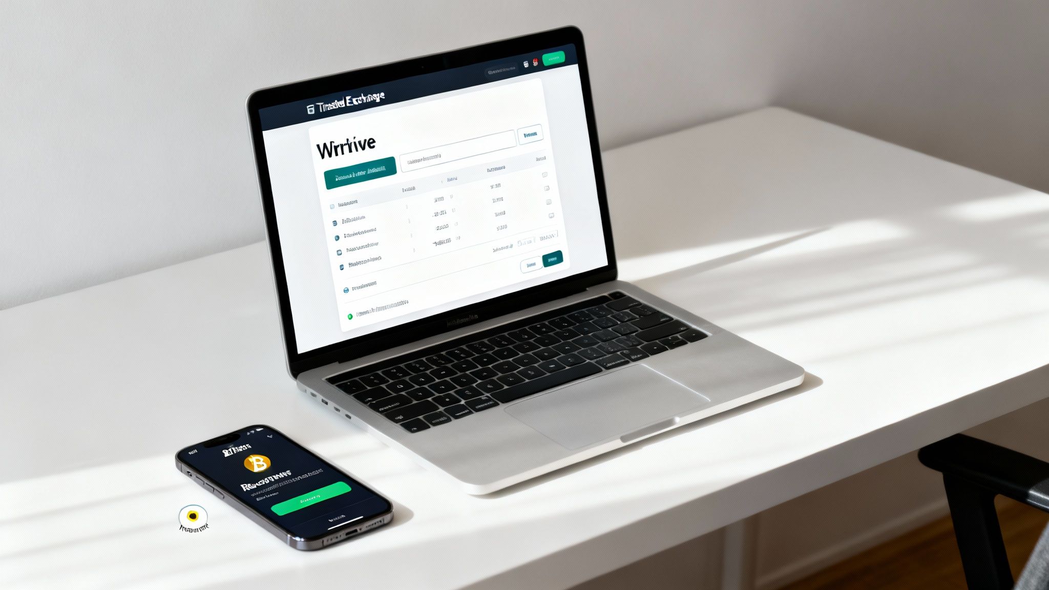 A person using a laptop to transfer Bitcoin from an exchange to their personal wallet.