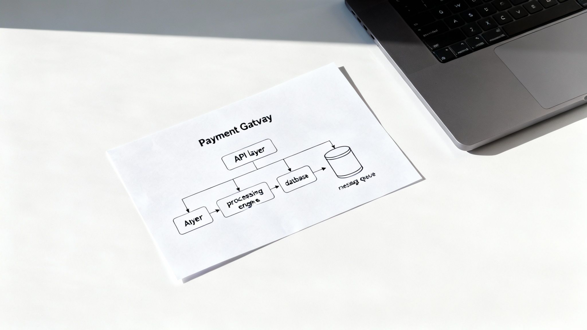 Illustration of a payment gateway's architectural components communicating with each other