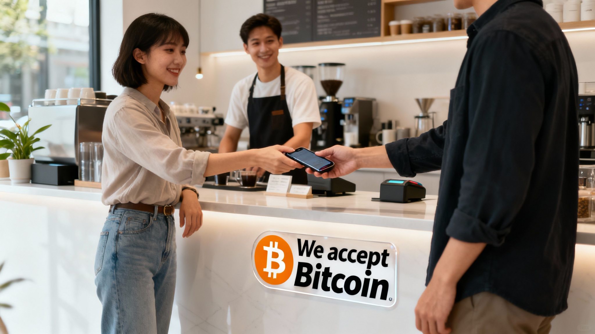 A digital payment screen on a smartphone showing a successful Bitcoin transaction.