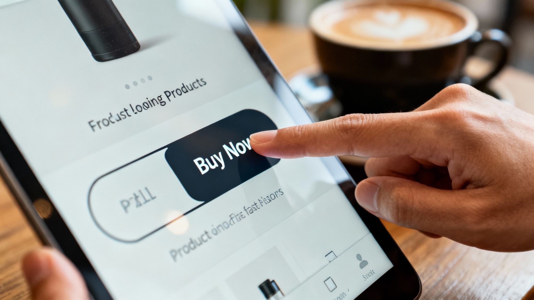A person shopping on their smartphone with a clean, mobile-optimized ecommerce site on the screen.