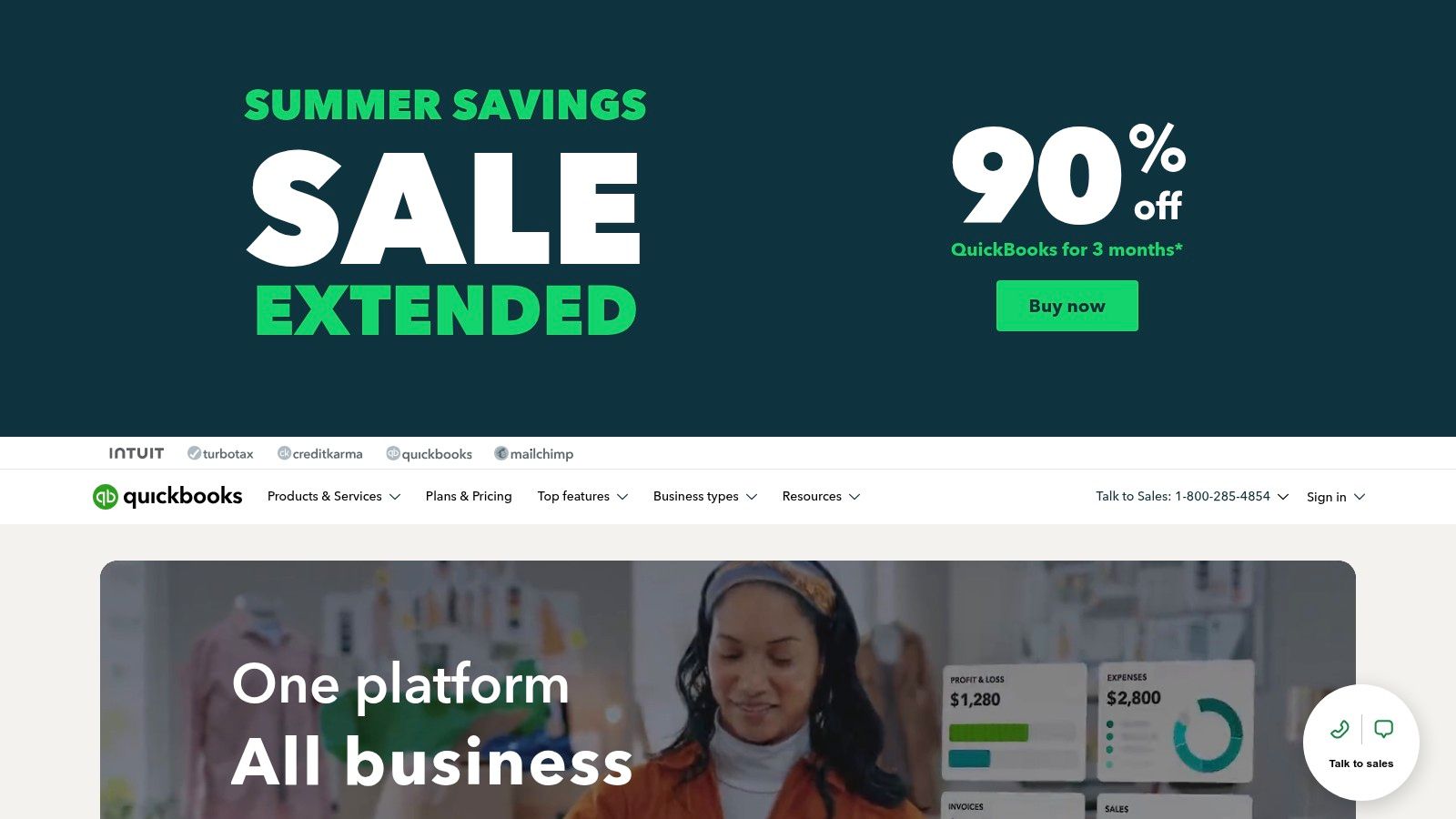 QuickBooks Online Dashboard