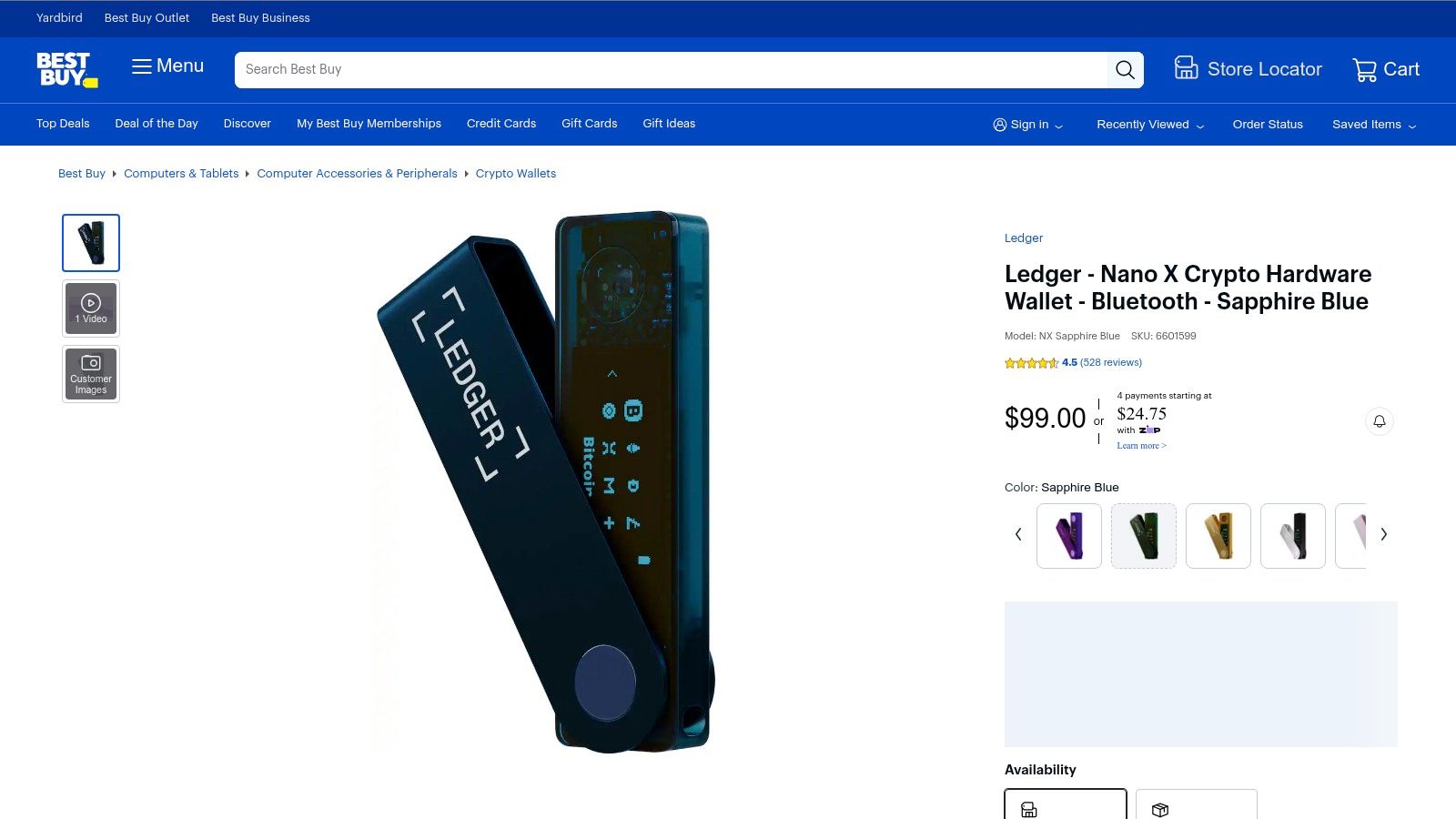 Best Buy (US) – Hardware wallet product pages