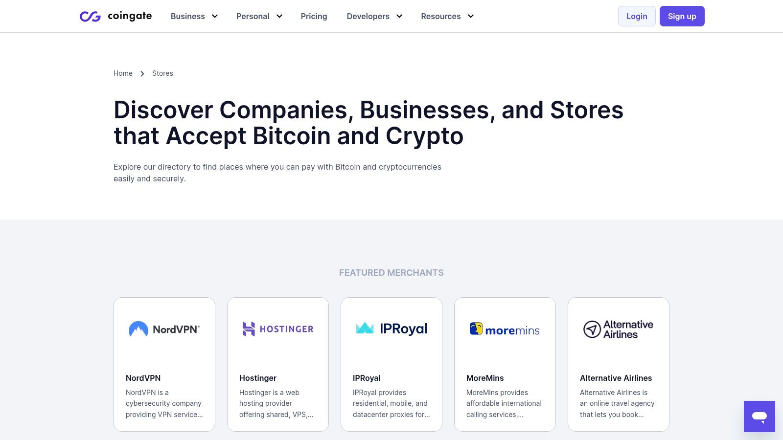 CoinGate Merchant Directory