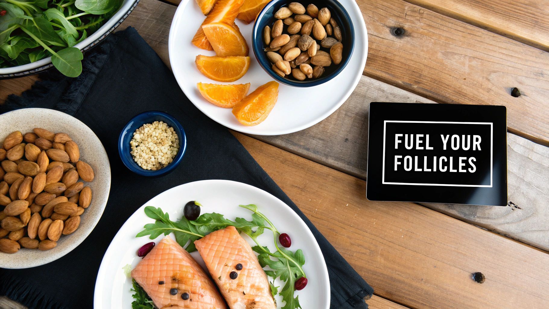 Man eating a healthy meal with ingredients known to boost beard growth