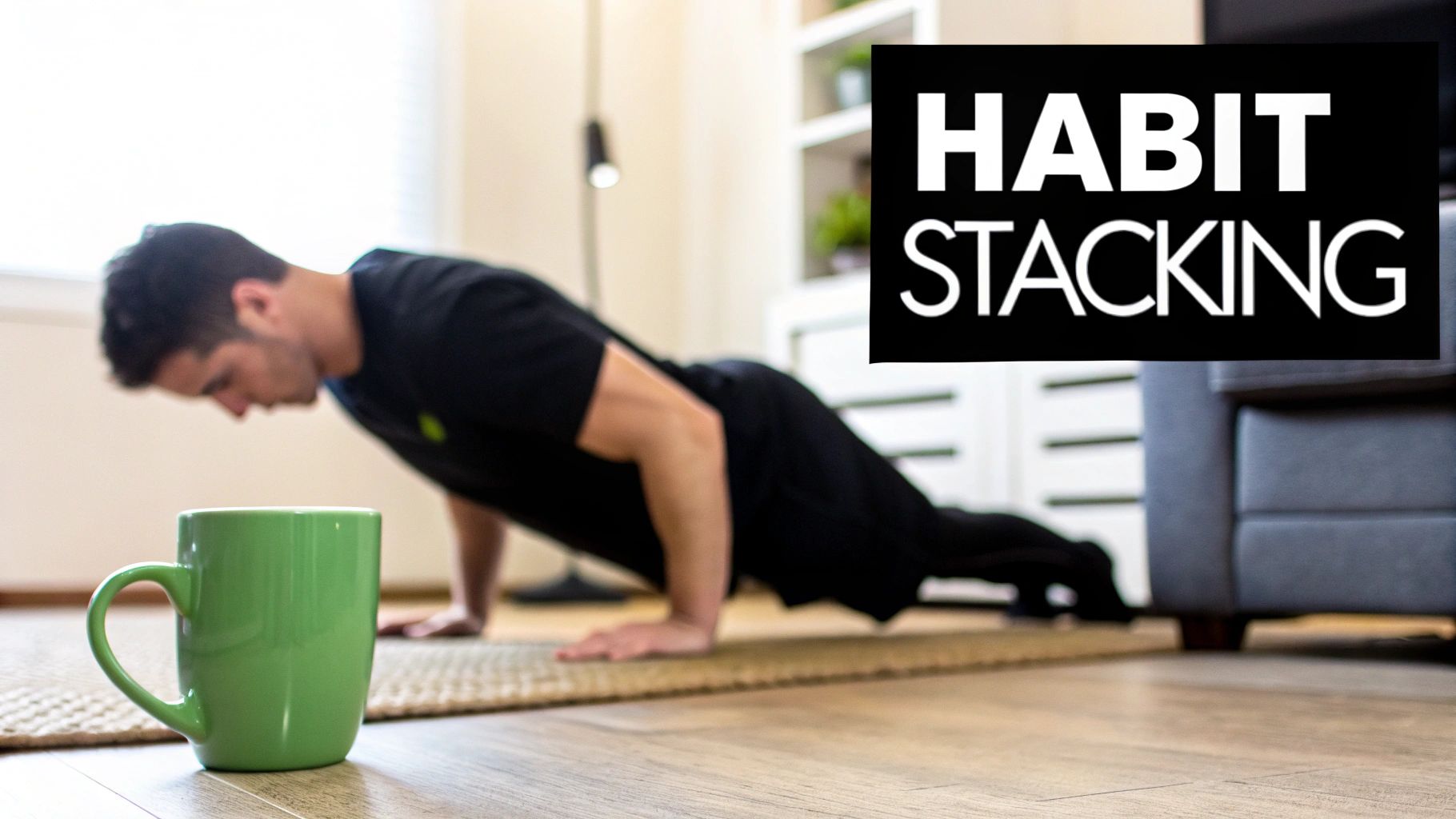 A man packing his gym bag the night before a workout, symbolizing creating systems for success.