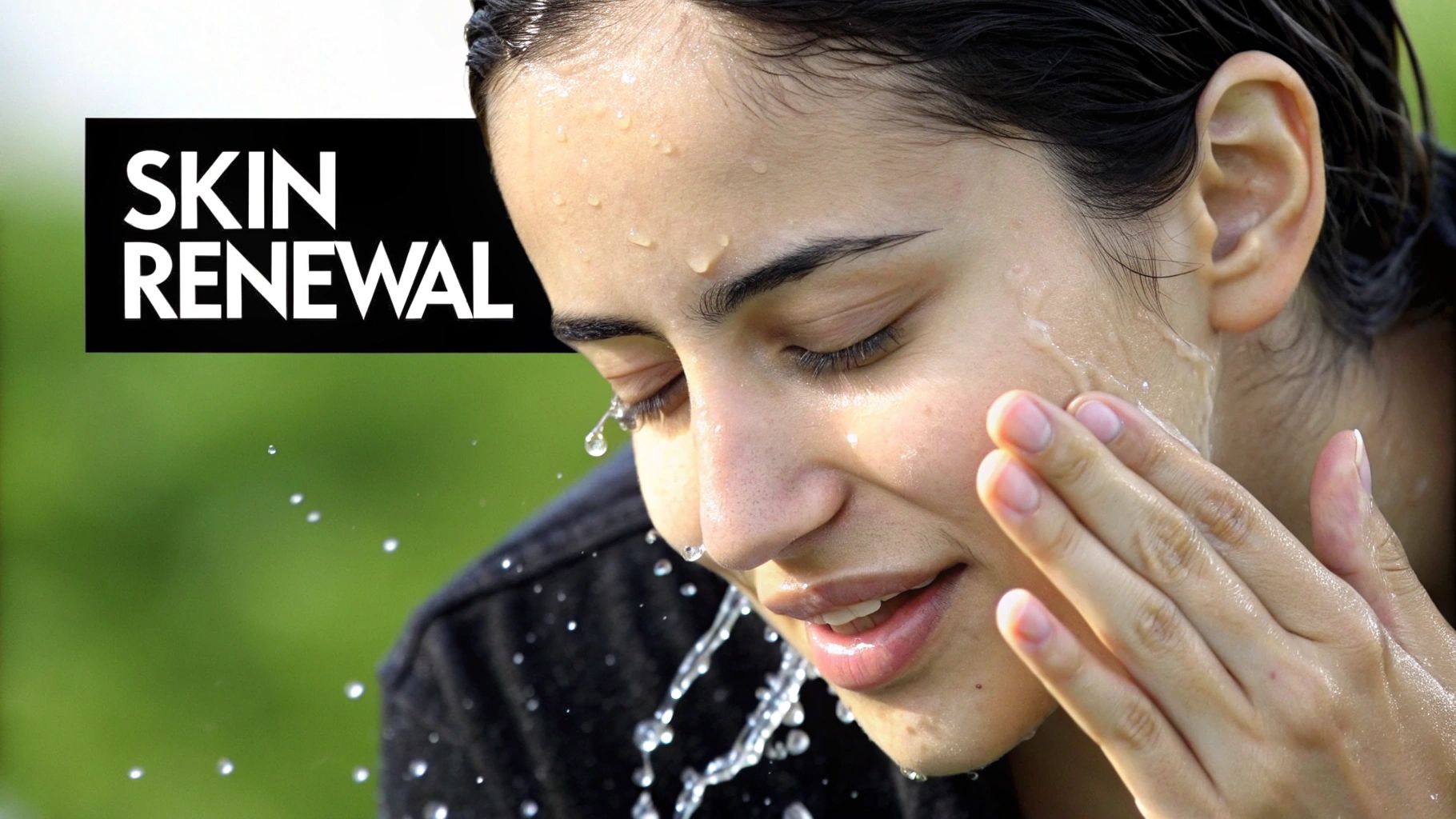 A person's hands holding a skincare product, with a clean and bright background showcasing different textures of exfoliants.