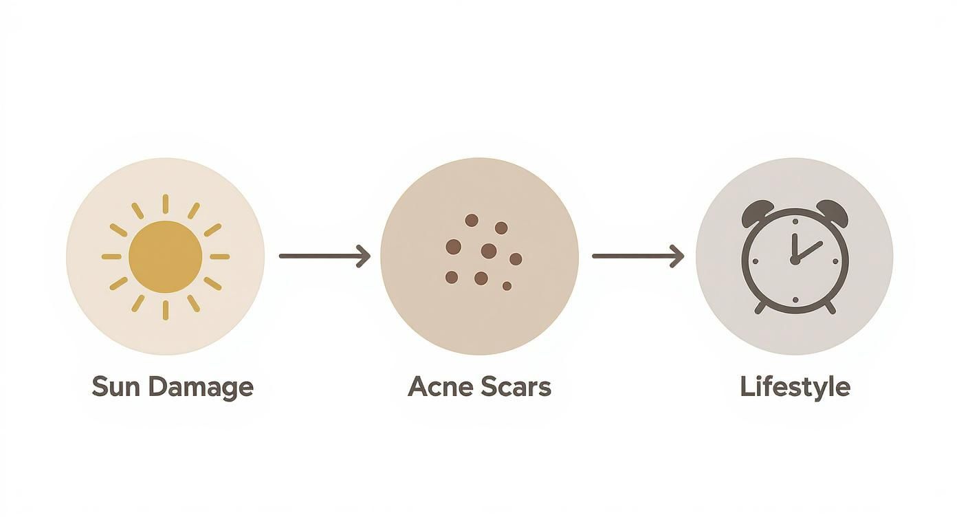 Infographic about how to fix uneven skin tone