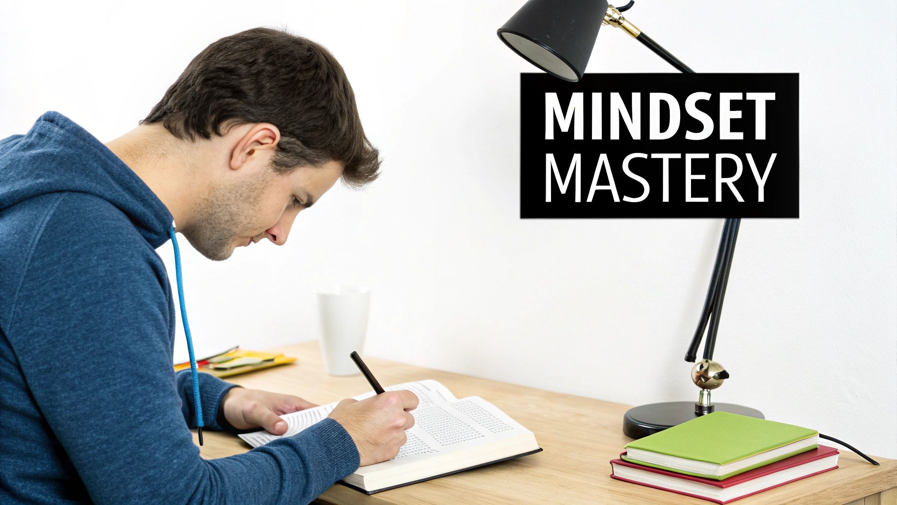 A man standing in a thoughtful pose, representing the internal mental work of building confidence.