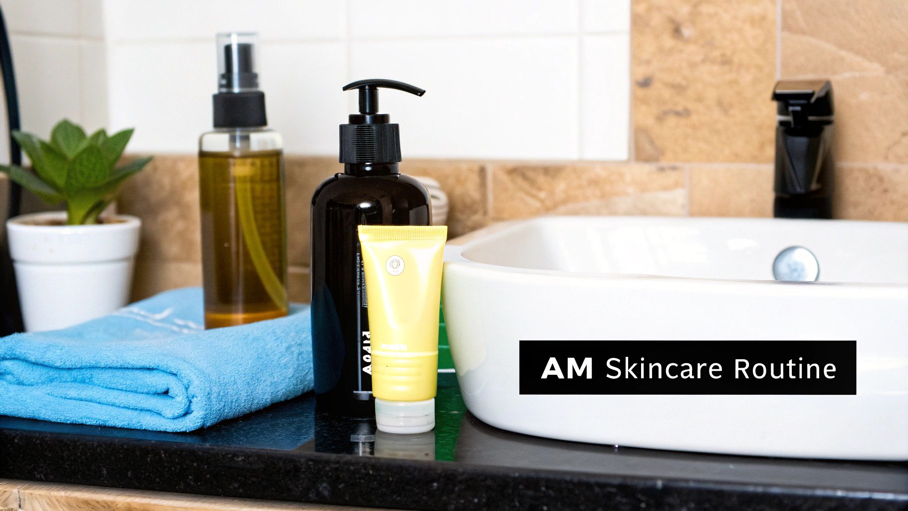 A man splashing water on his face in the morning.