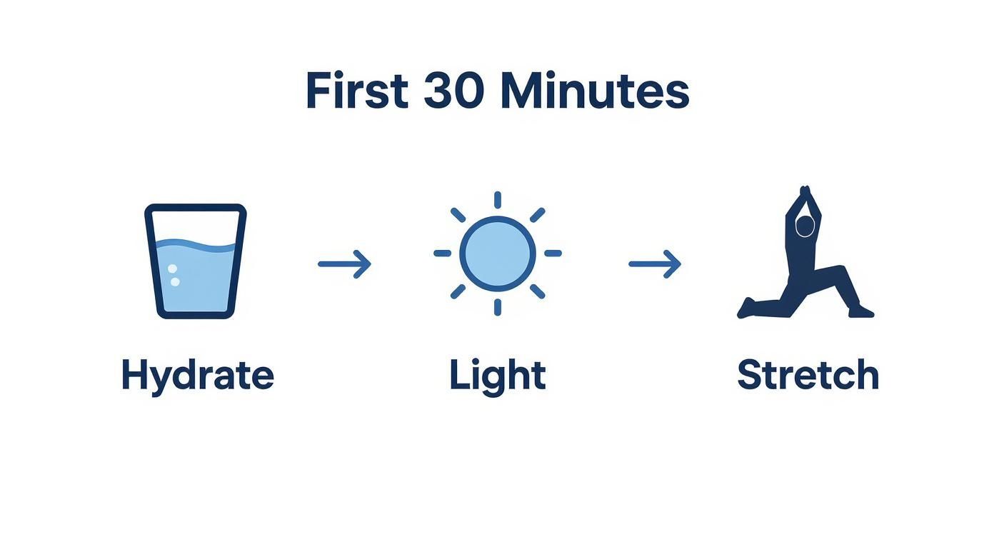 Infographic about morning routine for men