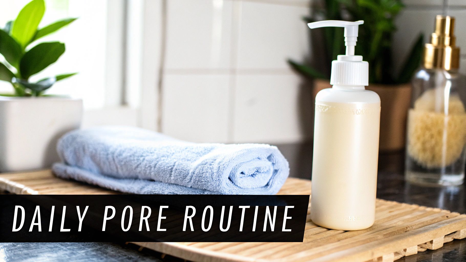 A person applying face wash in a bright, clean bathroom, demonstrating a daily skincare routine.