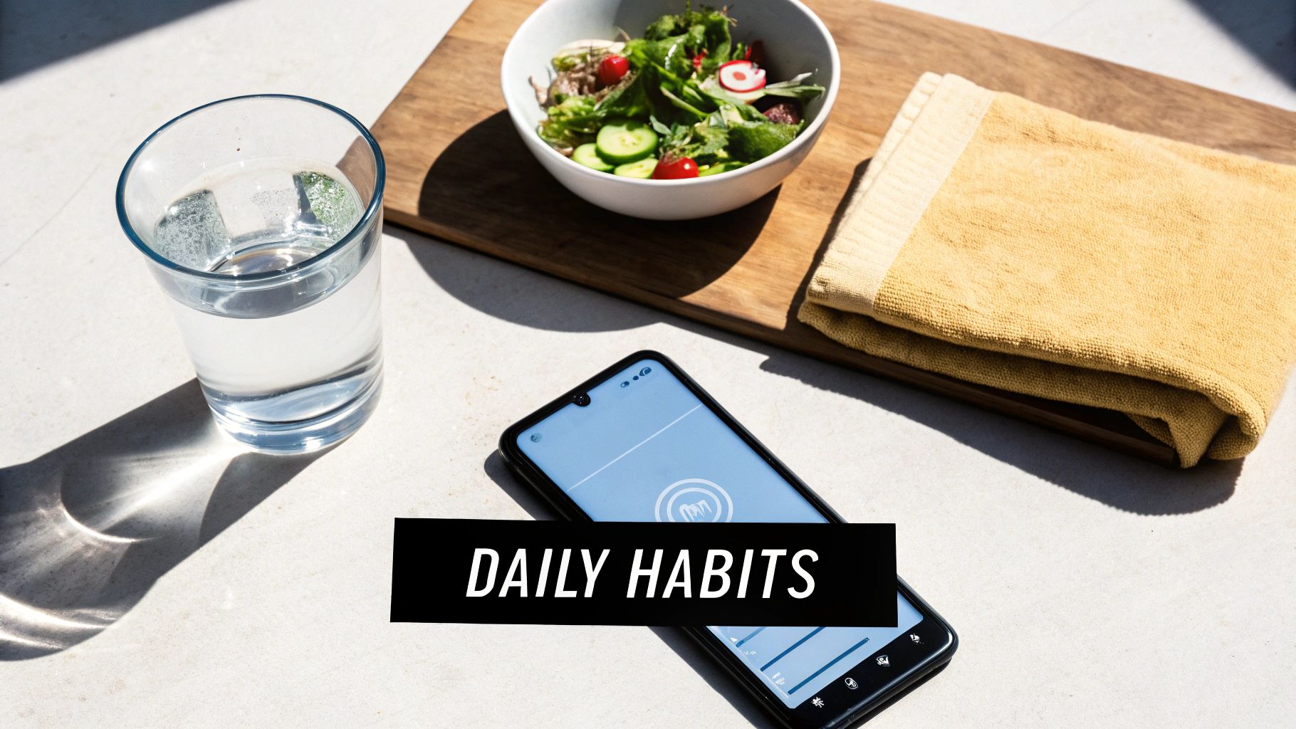 A person looking calm and relaxed, with a focus on healthy-looking skin.