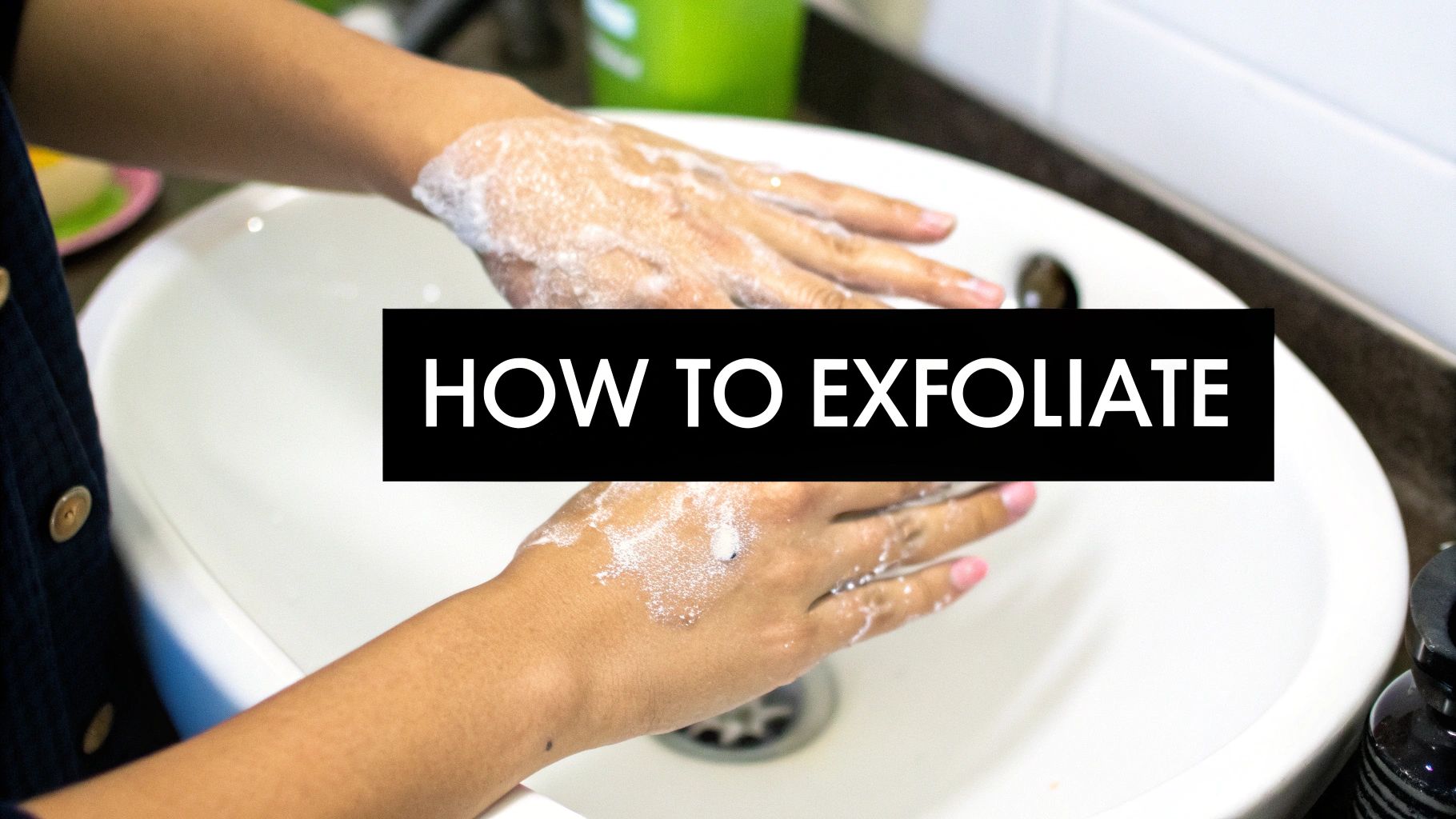A man's hands lathering face scrub.