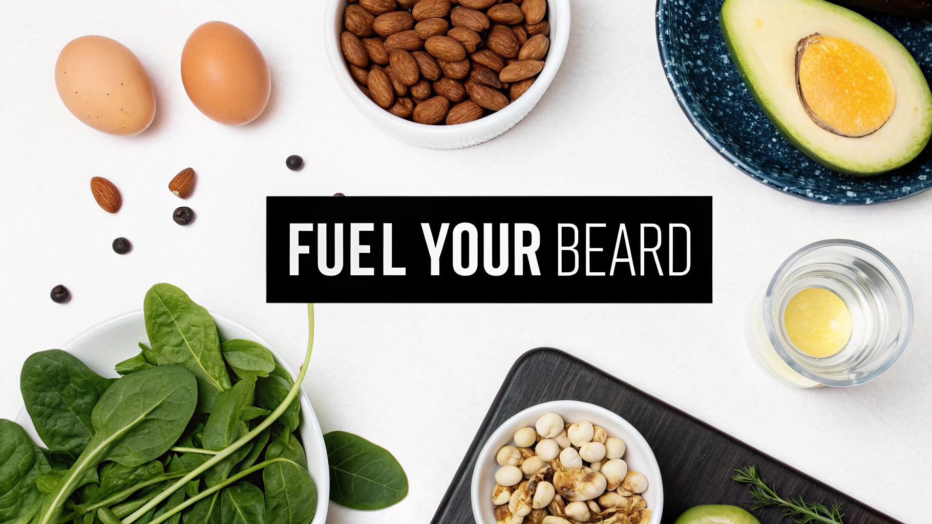 A vibrant assortment of healthy foods like fruits, vegetables, nuts, and fish spread across a table