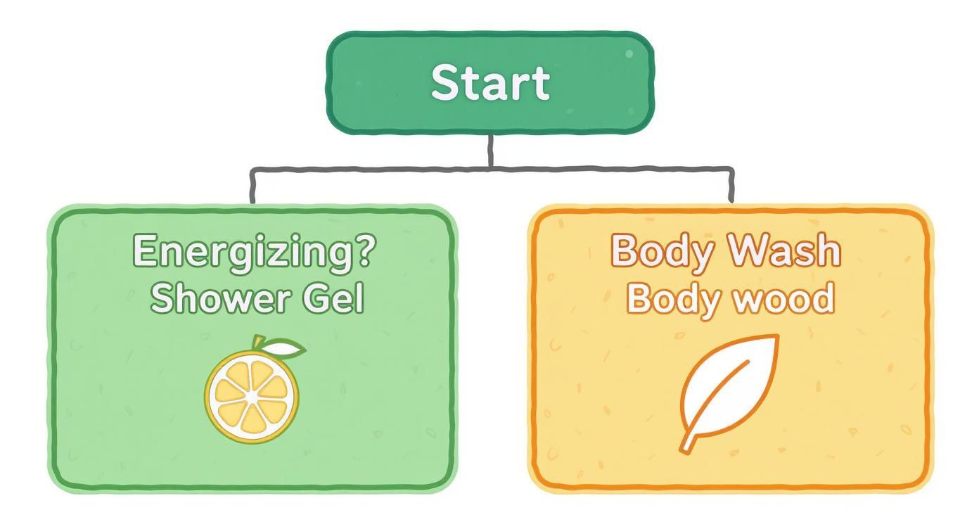 Infographic about difference between shower gel and body wash
