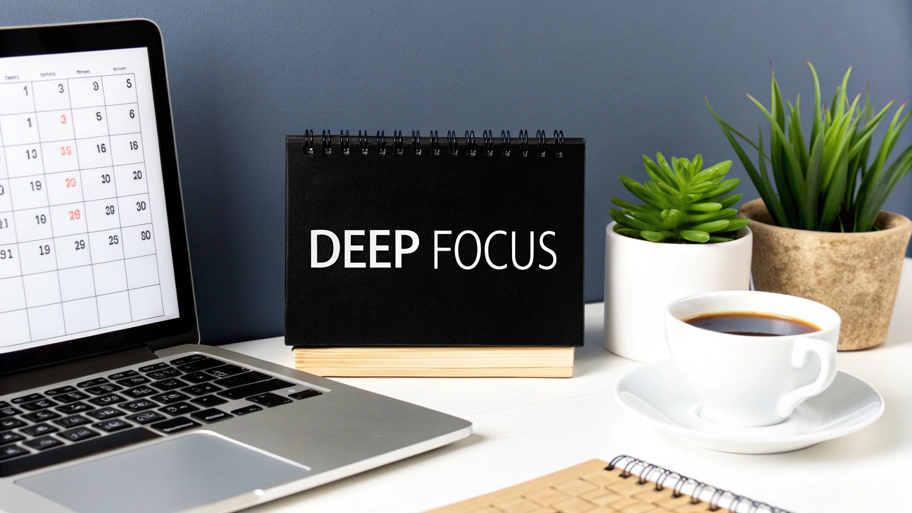 A man working productively at his desk.