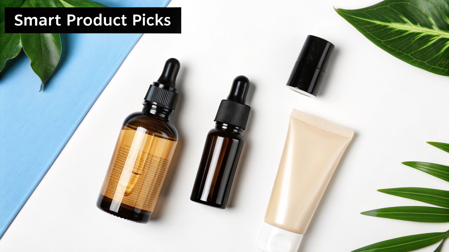 Man examining a skincare product label in a store