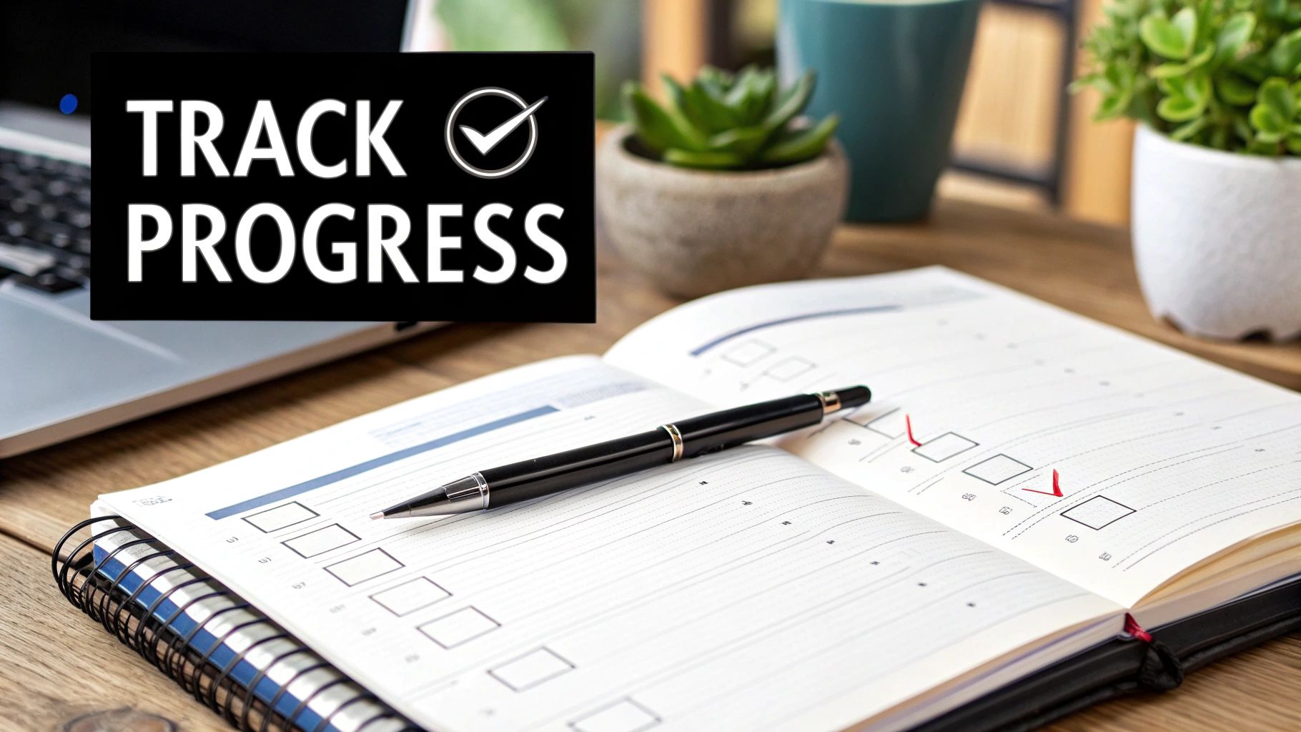 A man journaling and tracking his goals in a notebook.