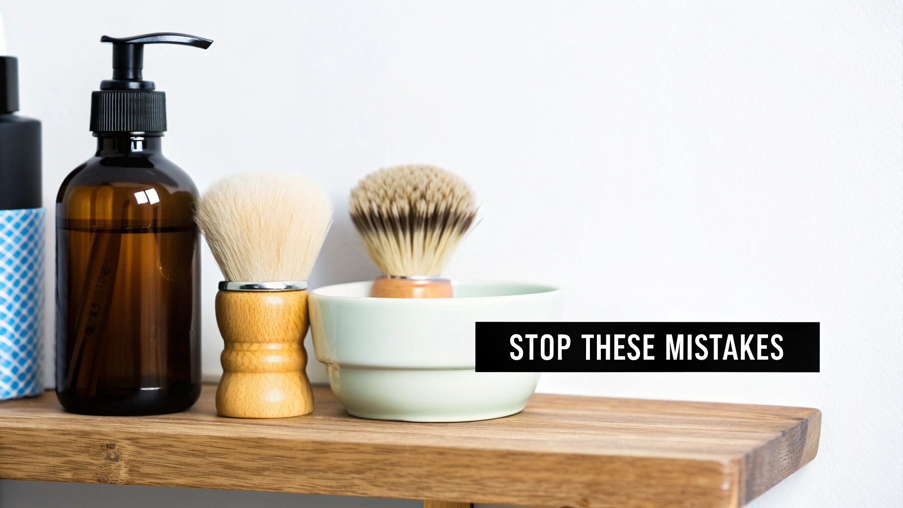 A man frowning as he aggressively rubs his beard with a towel, illustrating a common grooming mistake that worsens skin flakes.