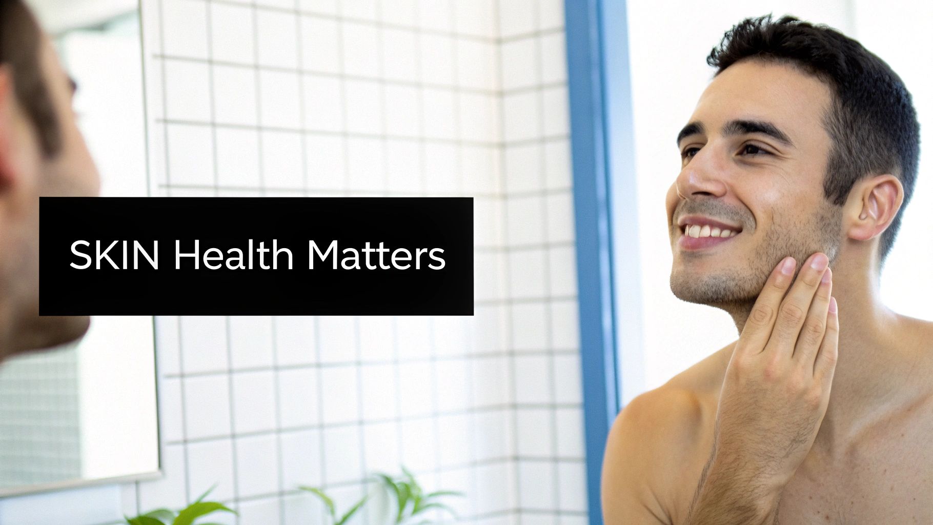A man applying face cream as part of his skincare routine