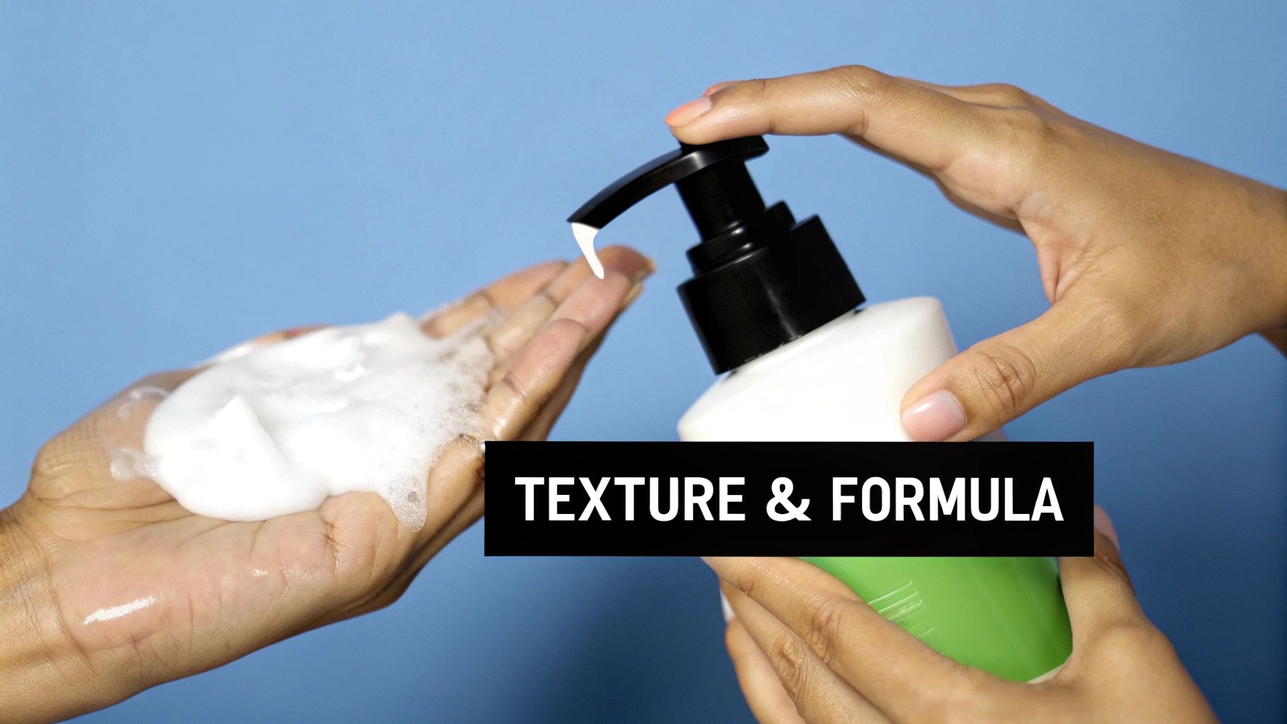 A close-up of shower gel and body wash textures on a surface.