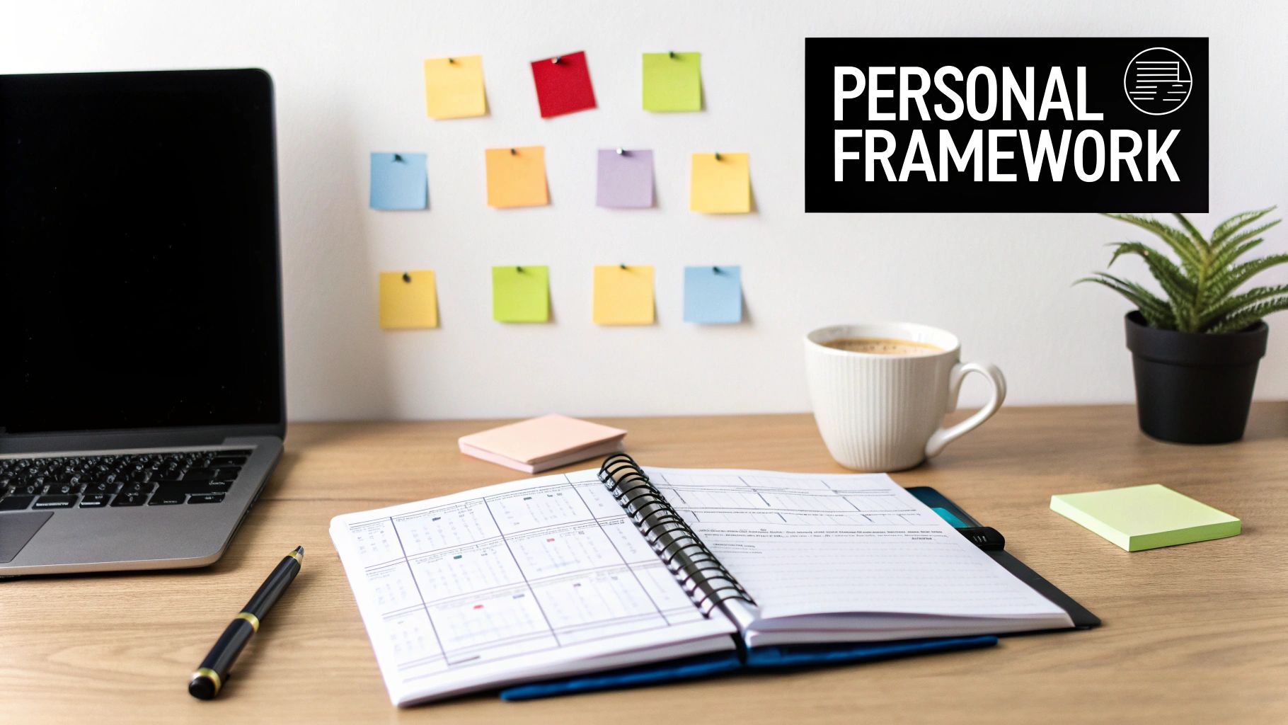 A man sitting at a desk and designing his personal productivity system on a whiteboard.
