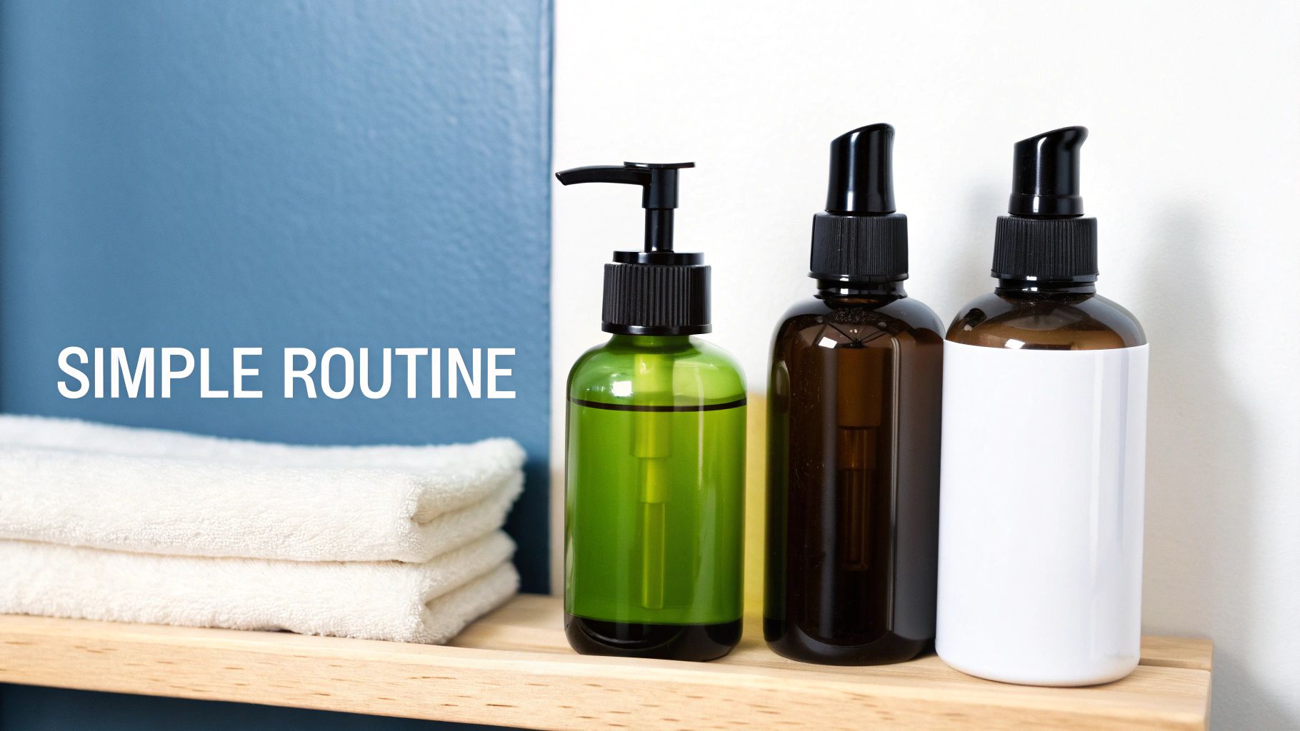 A young man applying moisturizer to his face in a bright, clean bathroom, representing a simple and effective skincare routine.