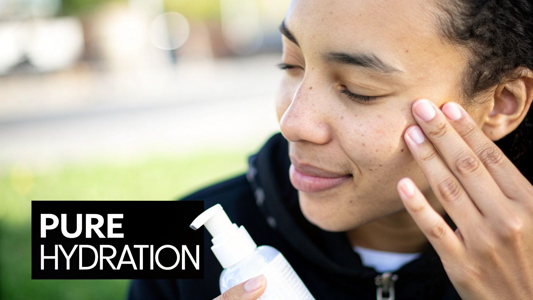 A man with clear skin looking at his reflection in the mirror, representing the confidence gained from a healthy skincare routine.