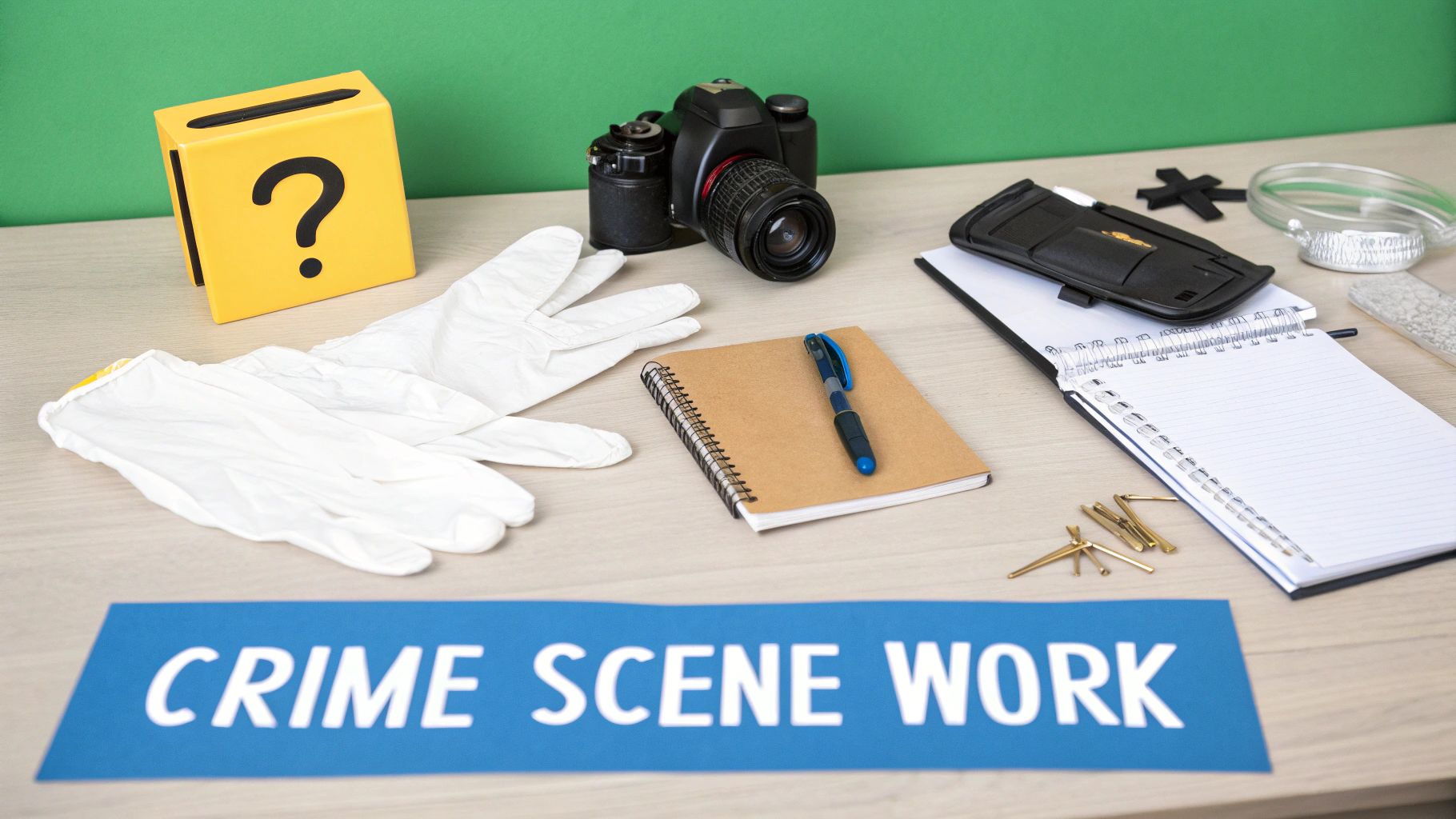 A Crime Scene Investigator meticulously collecting evidence at a cordoned-off scene.