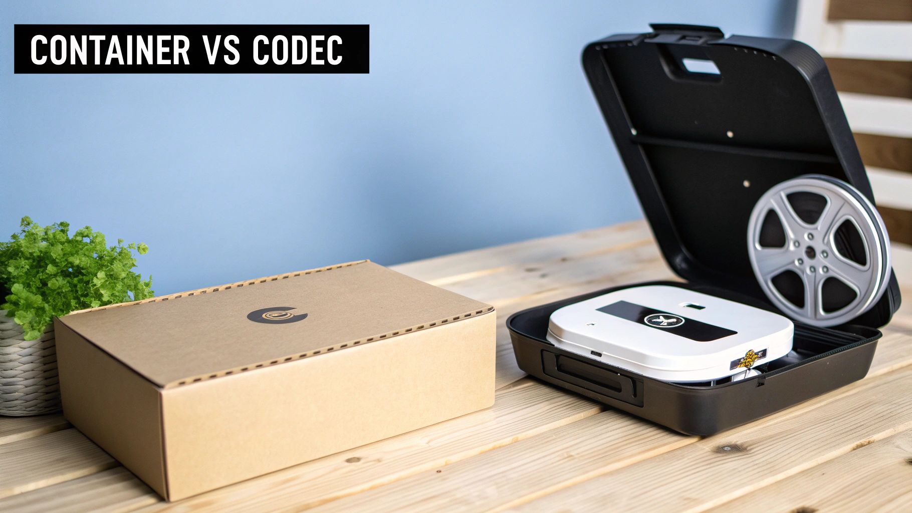 An abstract image representing video containers and codecs