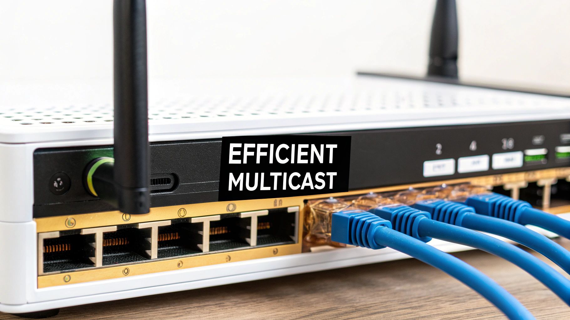 A diagram showing a single source sending a multicast stream to specific, subscribed devices on a network