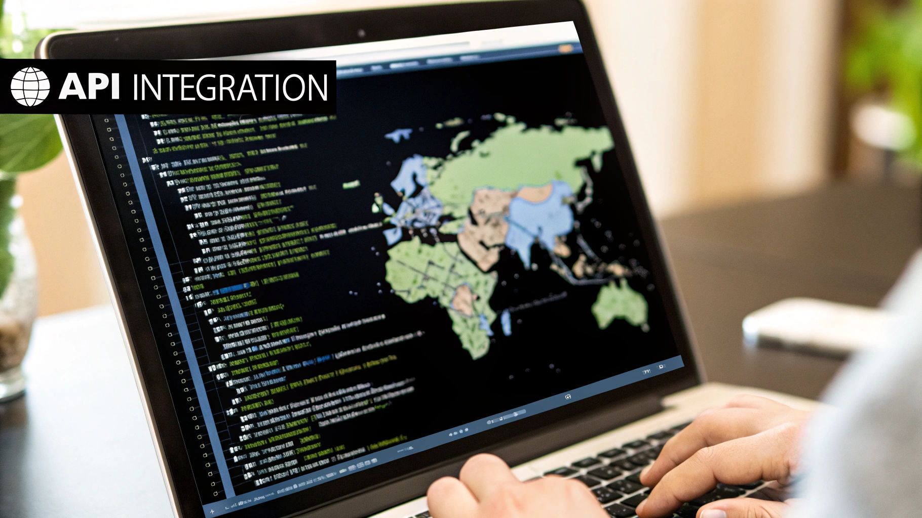 Diagram showing a central VCMS connecting to other business tools via API and delivering content globally through a CDN