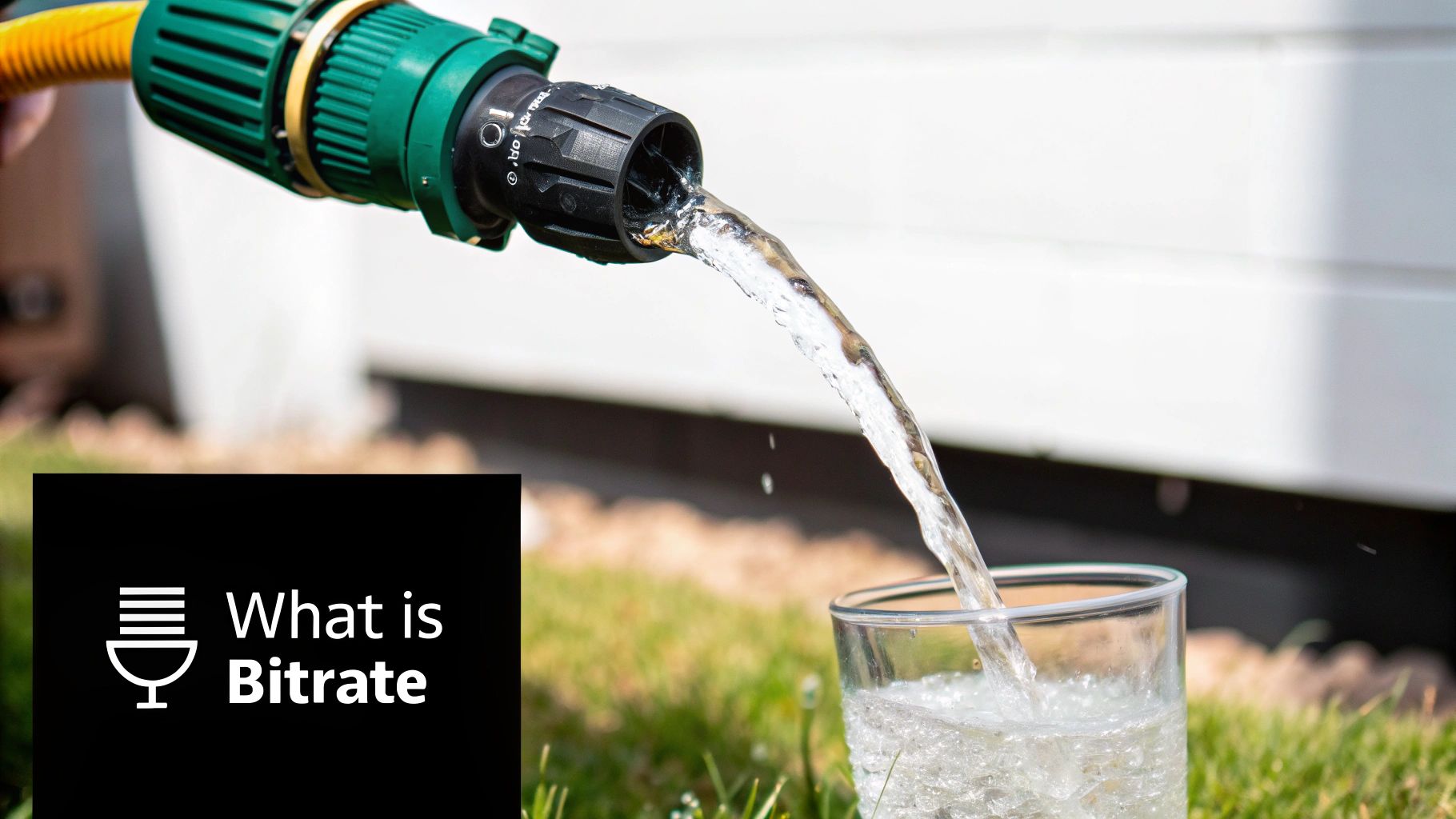 A futuristic visual representation of digital data streams, symbolizing bitrate.