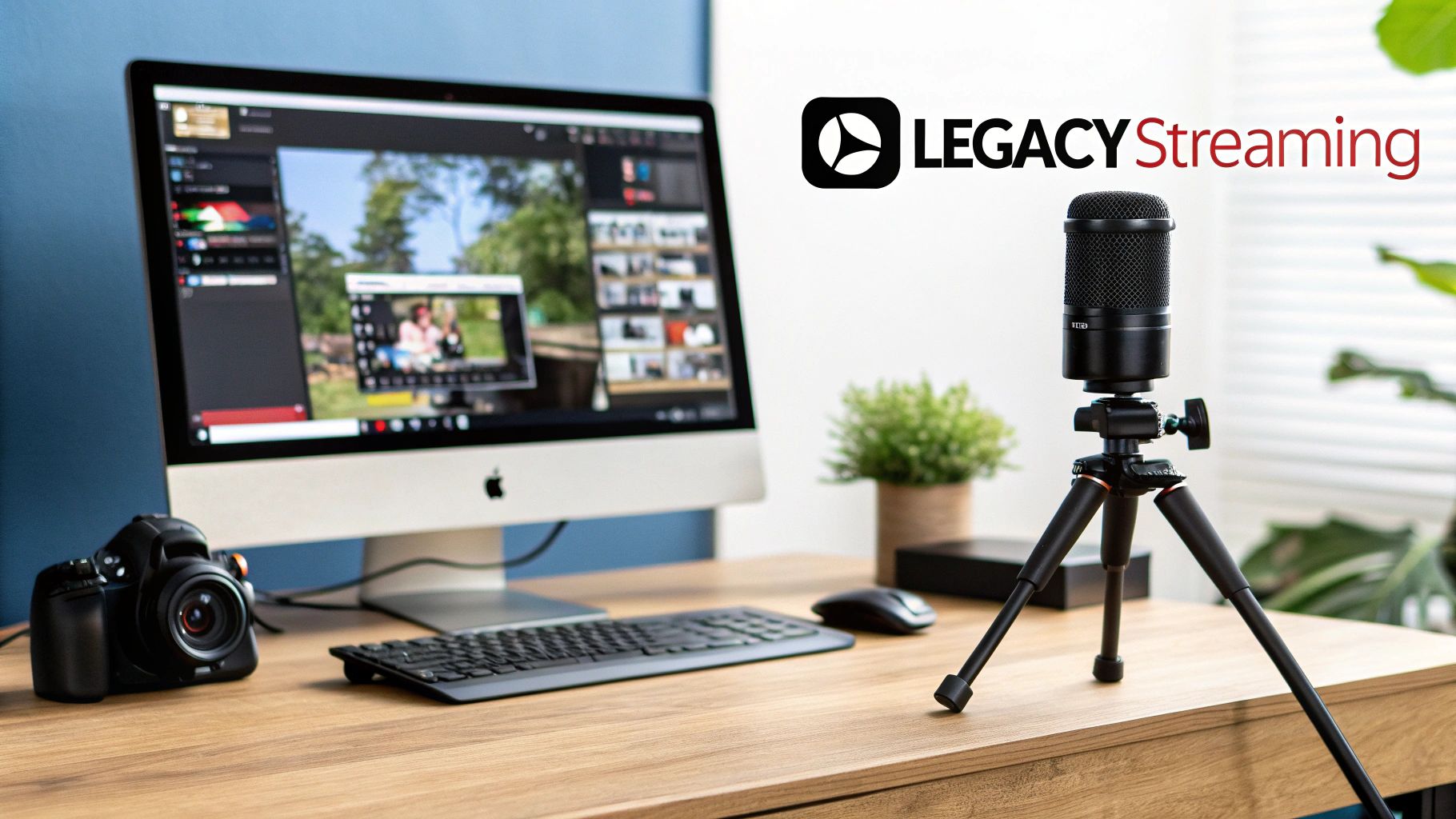 Live video streaming concept with interconnected devices and streaming icons