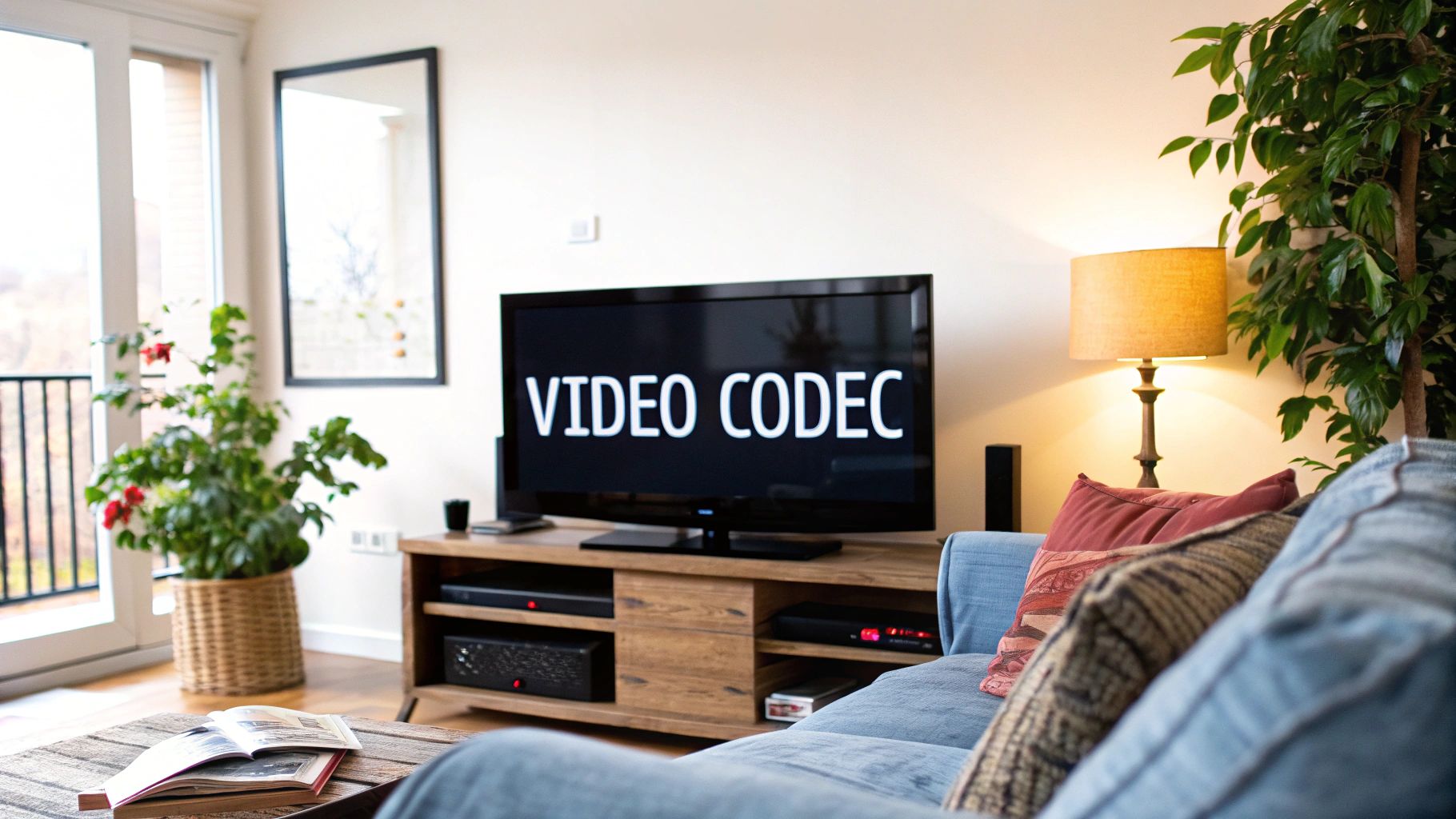 A visual representation of digital data being compressed and then expanding, illustrating the codec process