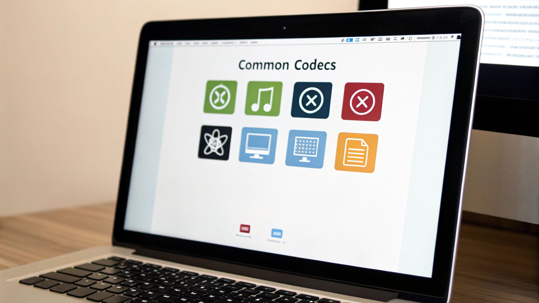 A graphic showing logos of different video codecs like H.264, H.265, and AV1