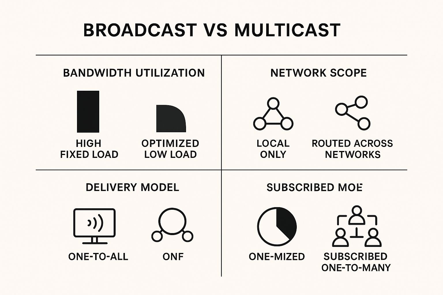 Infographic about broadcast vs multicast