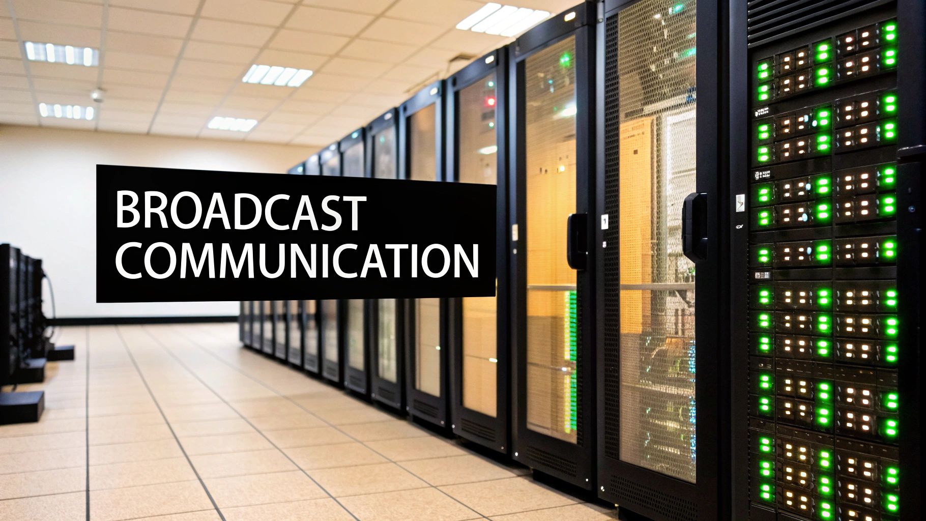 A diagram showing a single source sending a broadcast packet to all devices on a local network