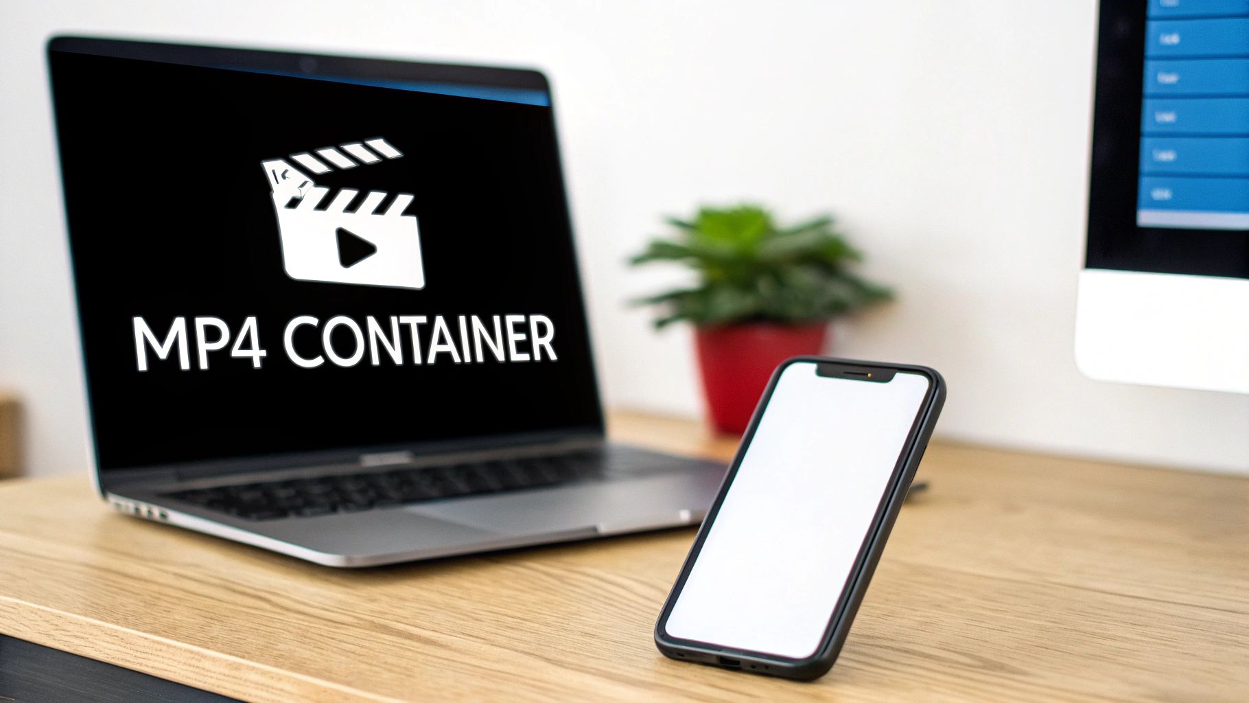 A visual representation of an MP4 container holding different media types