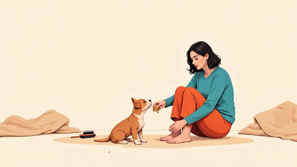 A dog looking healthy and happy, with a bowl of nutritious food nearby.