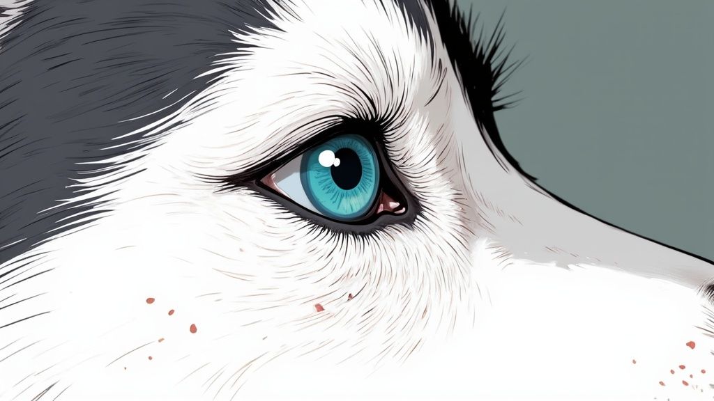 A husky with a thoughtful expression, highlighting the breed's expressive eyes and coat.