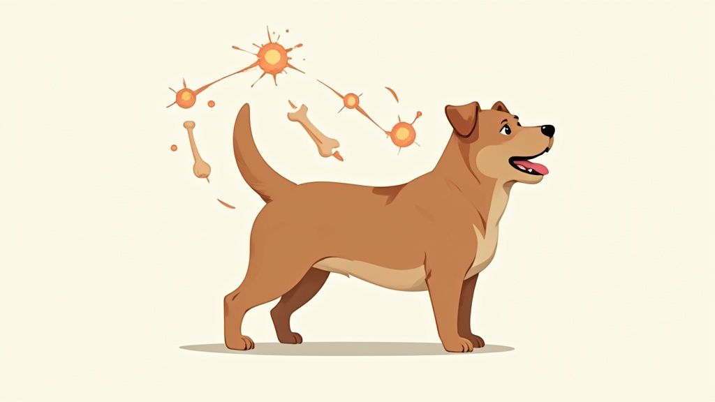 A happy dog nudging its owner's hand, representing the nerve and muscle function supported by calcium.