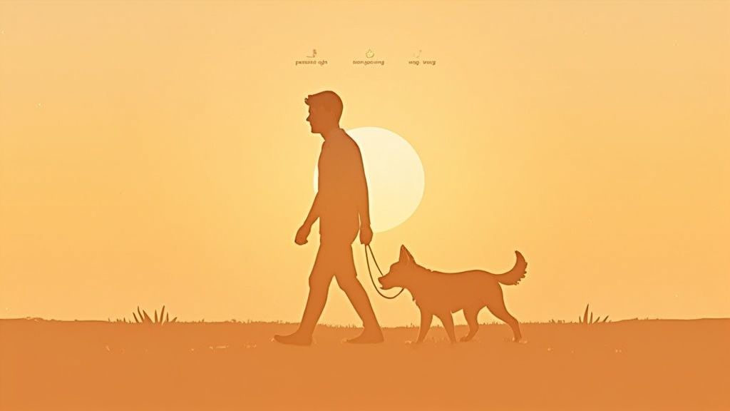 A person gently holding the paw of their senior dog, symbolizing their shared journey.