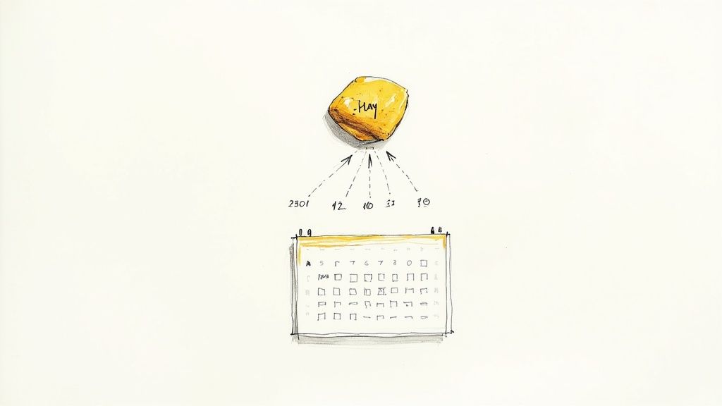 A hand-drawn illustration depicting a calendar, various numbers, and a piece of hay with text, symbolizing information processing.