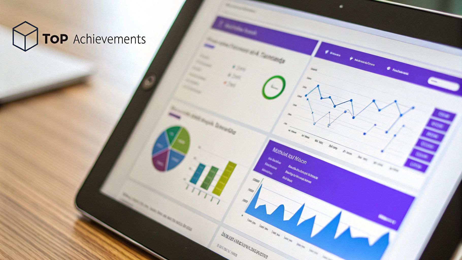 A professional reviewing a performance dashboard with charts showing upward trends, symbolizing the Achievement-Focused Approach.