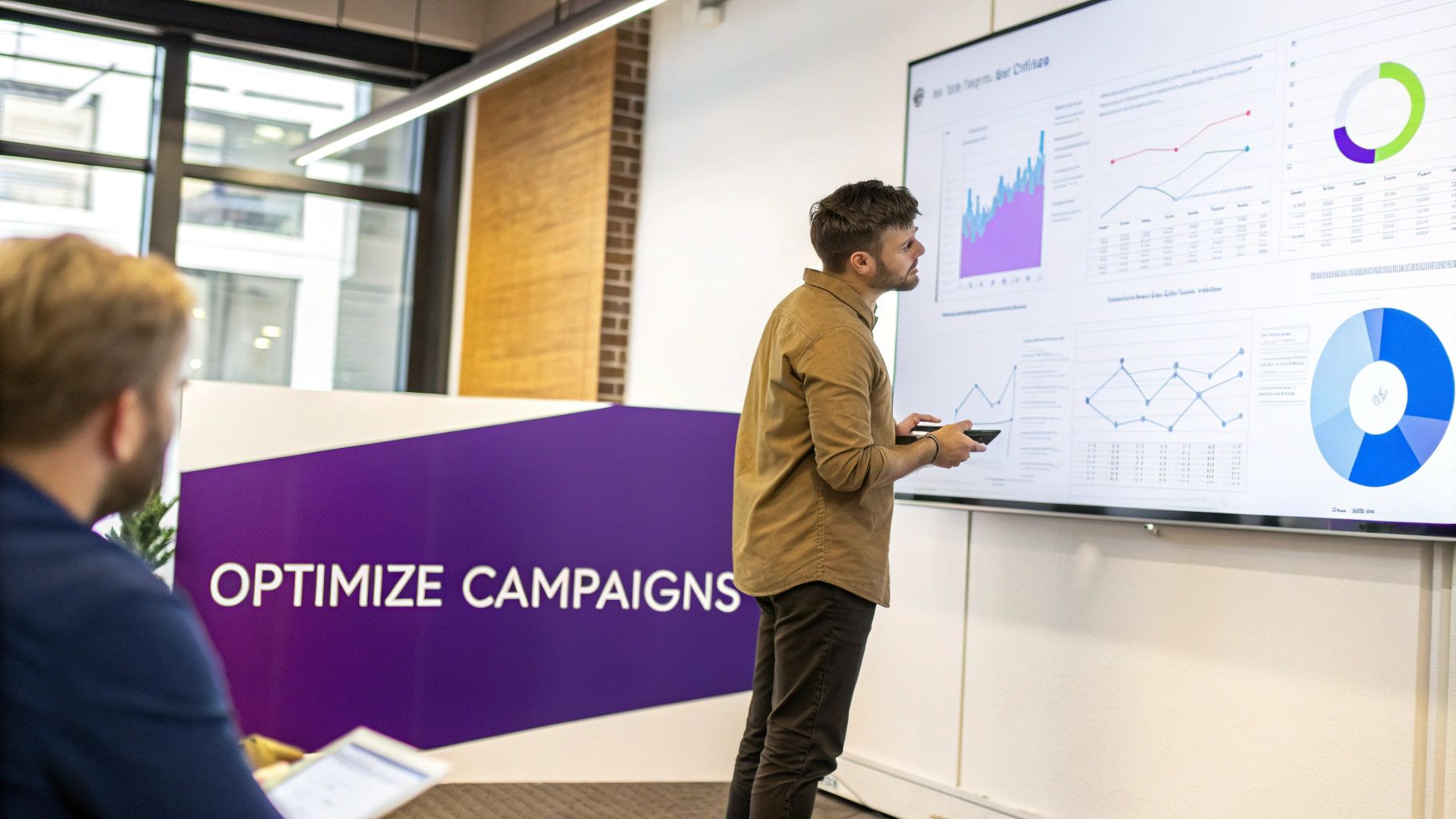 A digital dashboard showing charts and graphs representing data-driven decisions in marketing.